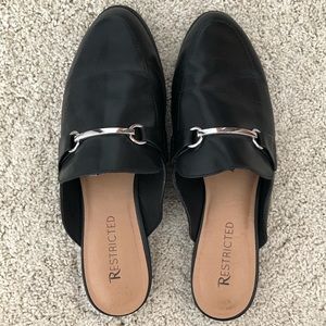 Black Leather Mule Loafers